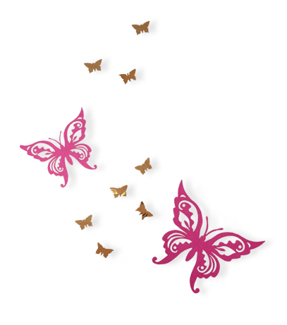 Schmetterlingschwarm in gold und rosa
