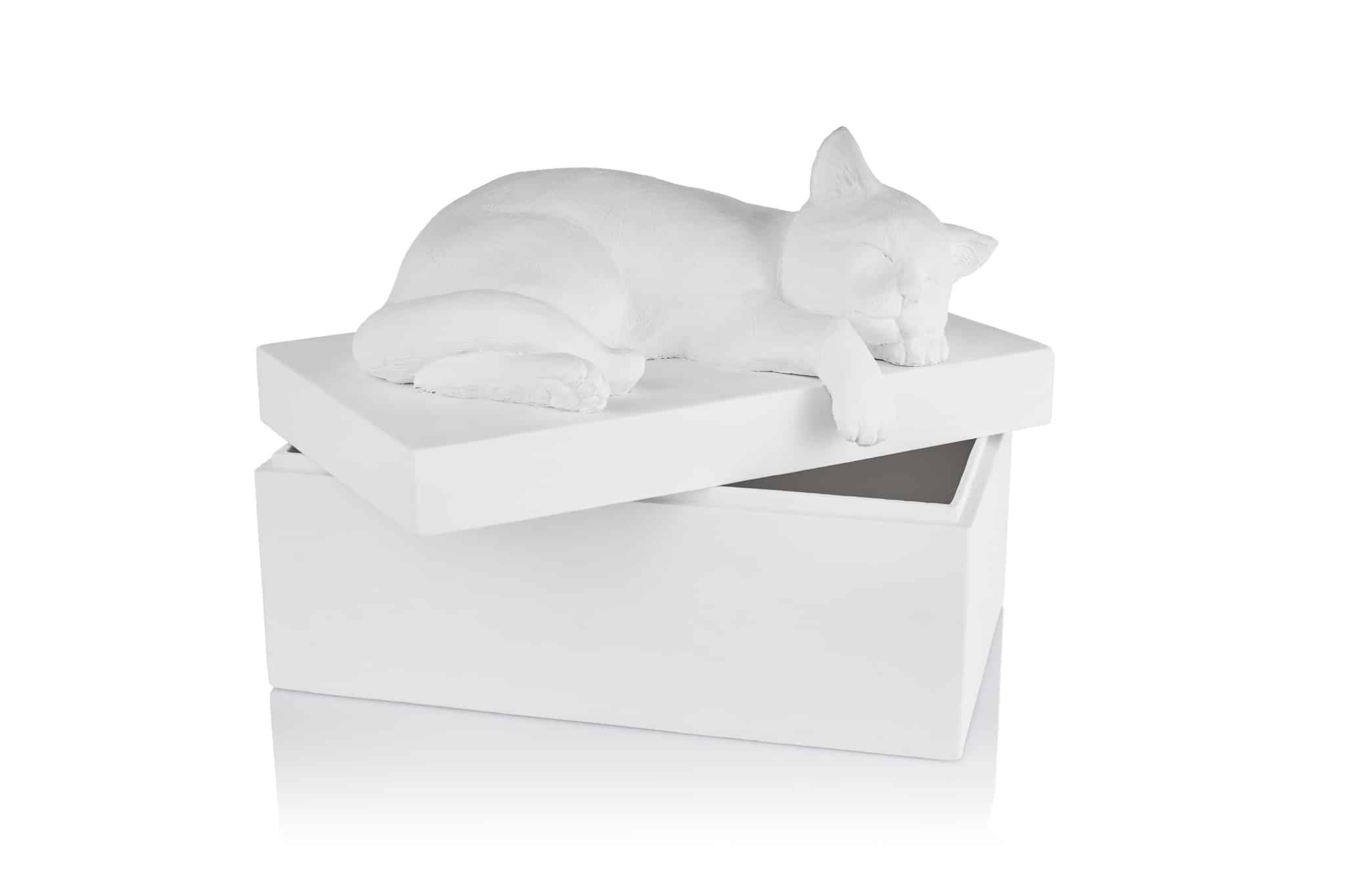 geöffnete Schatulle - Keramik Urne für die Katze - Cat urn