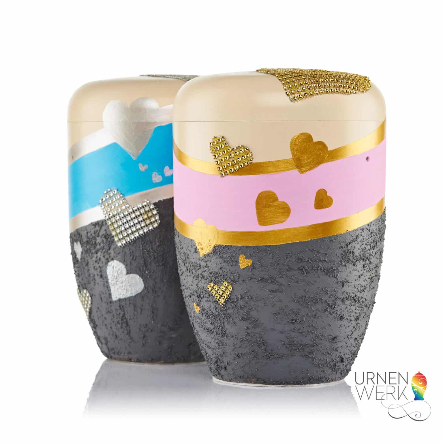 Urne Mit Schmetterlingen Rosa - Hochwertige Messing Urne Für Asche